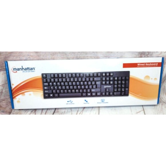 Manhattan Plug & Play LED Wired Black Basic Windows Compatible Computer Keyboard - Picture 5 of 12